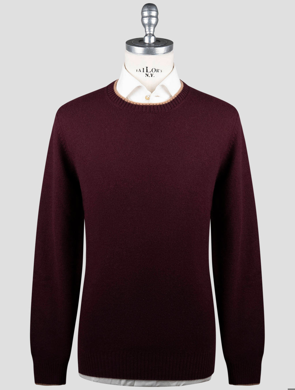 Gran Sasso Burgundy Virgin Wool Sweater Crewneck