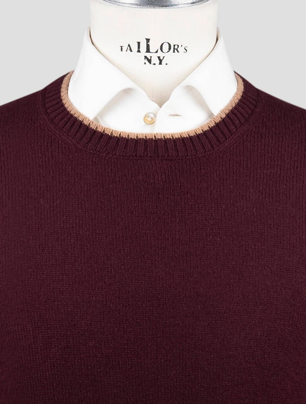 Gran Sasso Burgundy Virgin Wool Sweater Crewneck