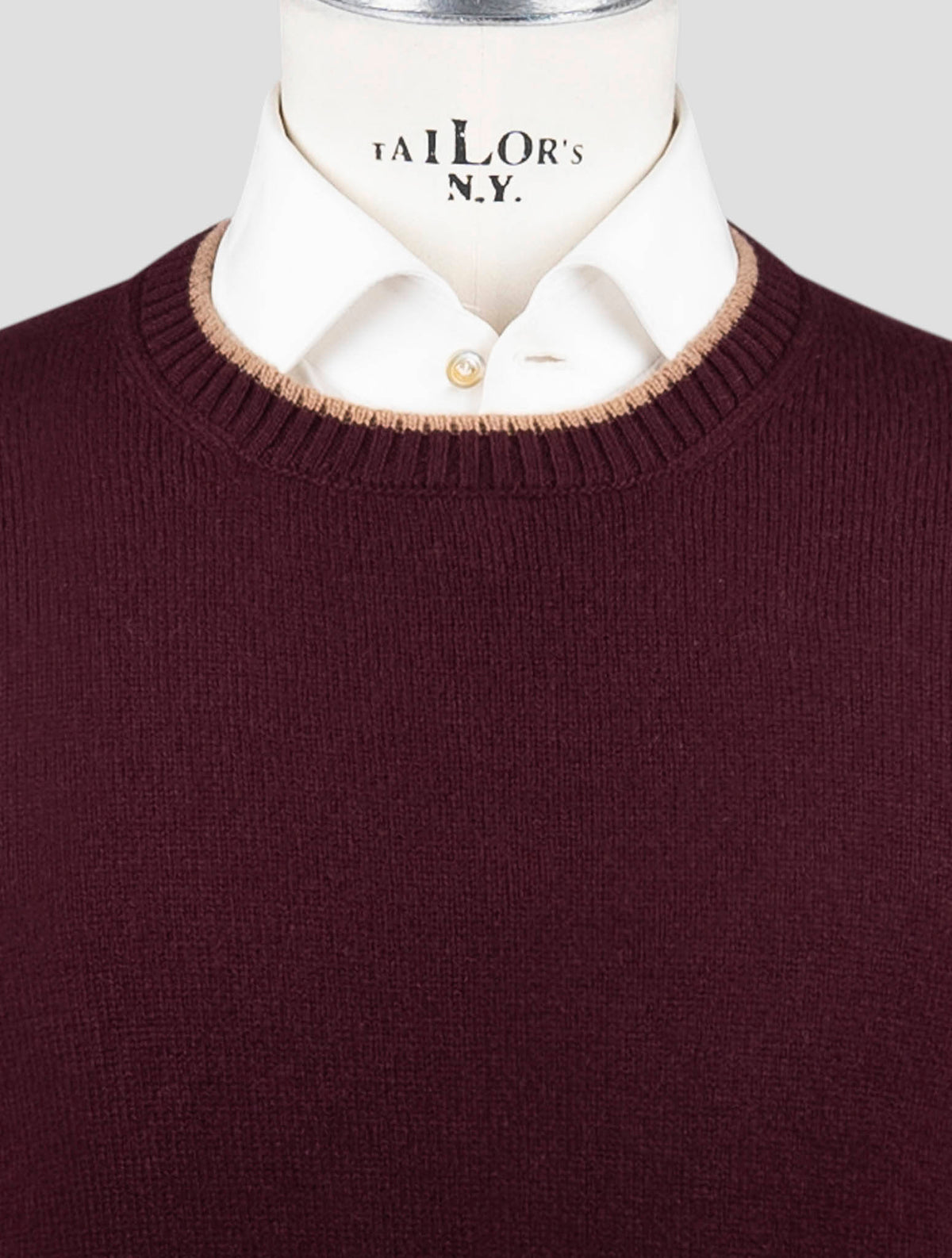 Gran Sasso Burgundy Virgin Wool Sweater Crewneck