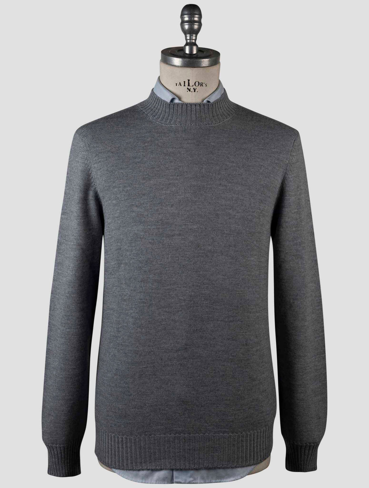 Gran Sasso Gray Virgin Wool Sweater Half Neck