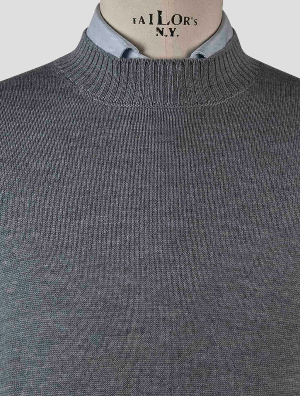 Gran Sasso Gray Virgin Wool Sweater Half Neck
