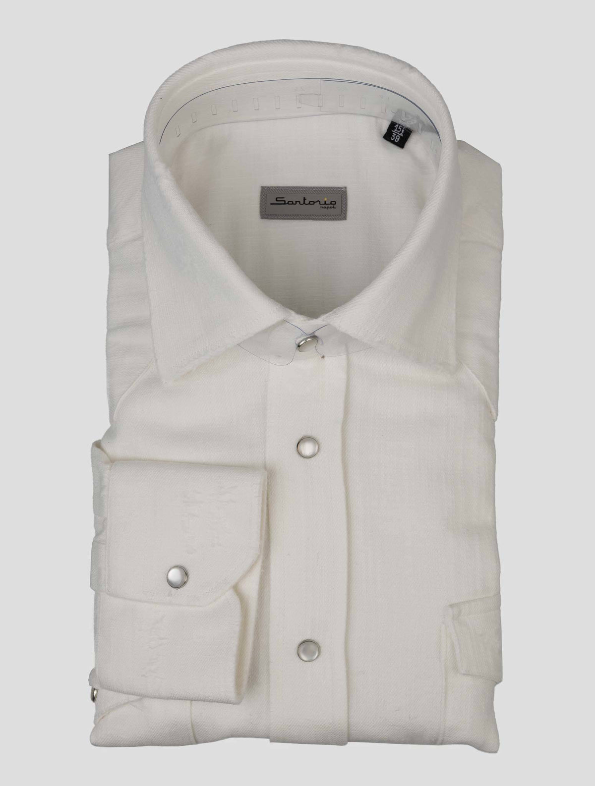 Sartorio Napoli White Denim Cotton Shirt 1