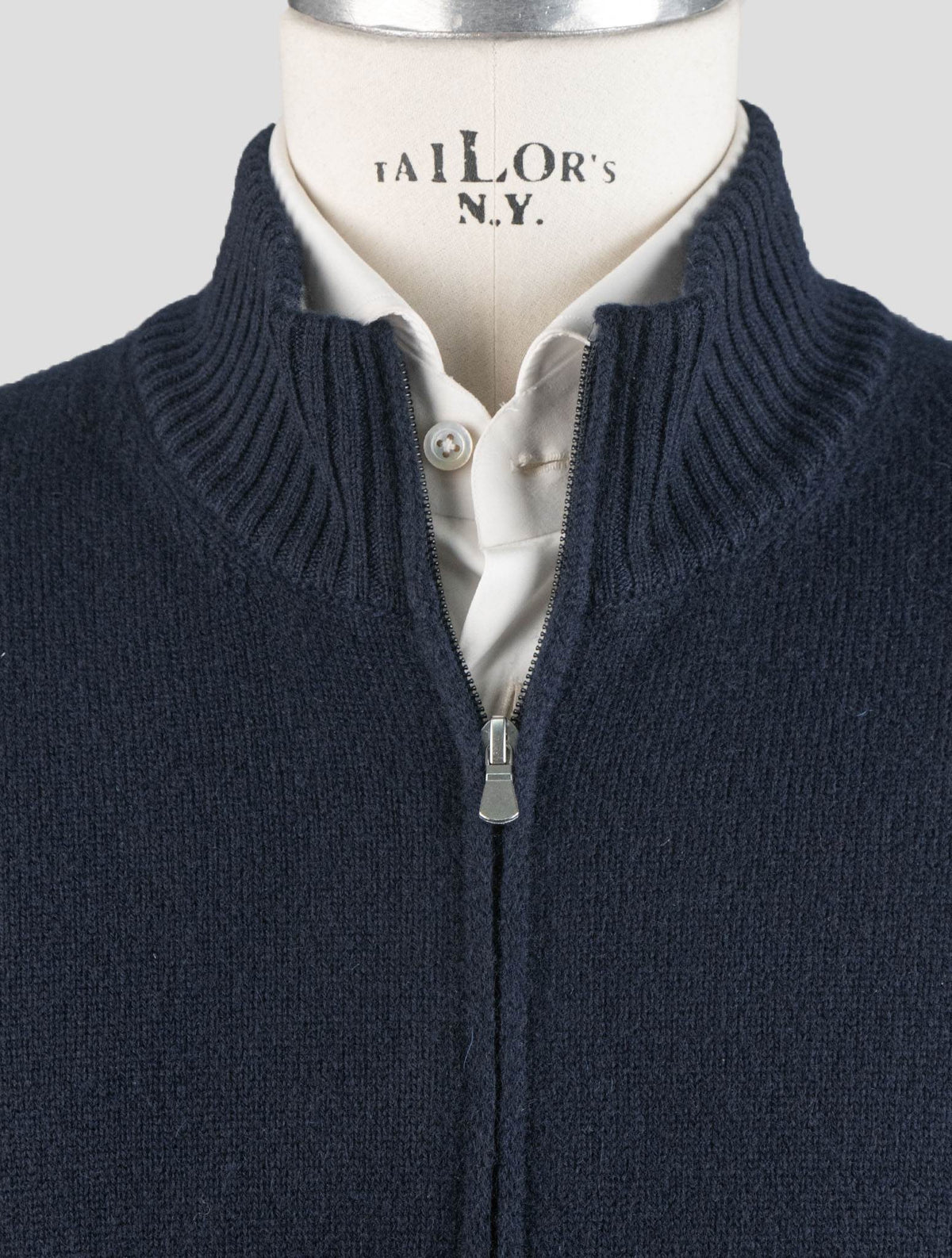 Gran Sasso Blue Cashmere Sweater Full Zip