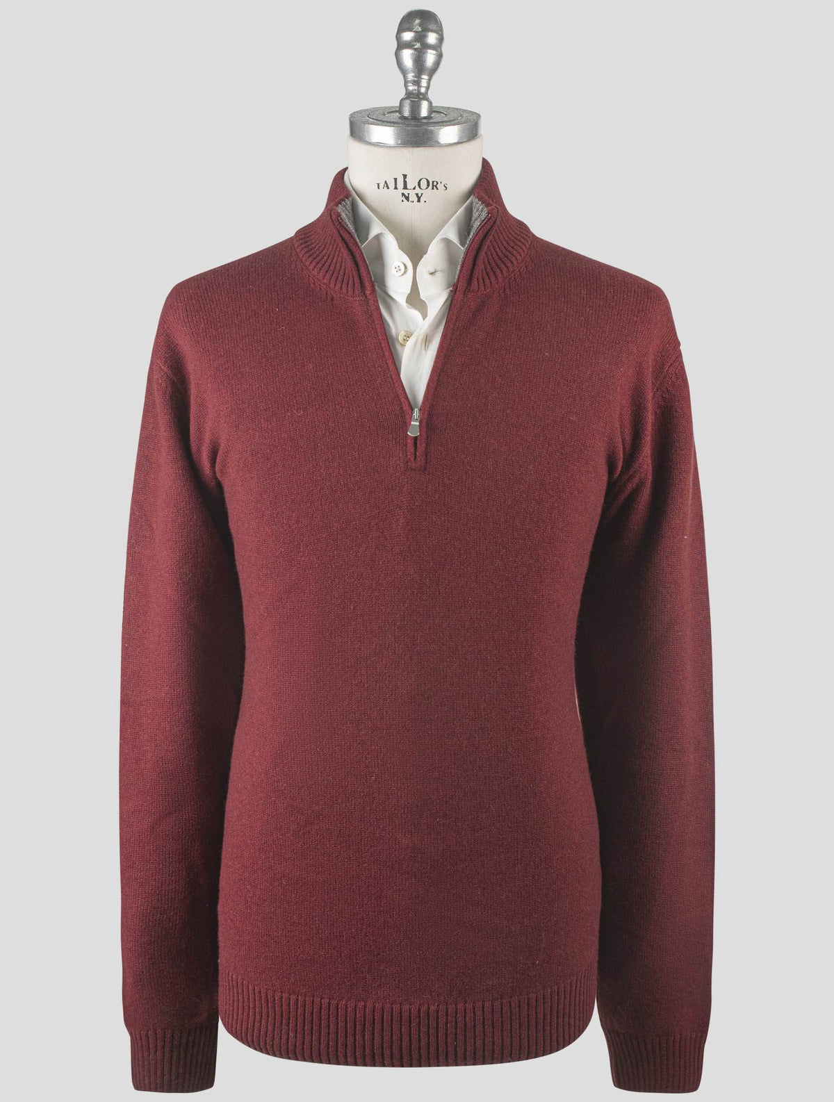 Gran Sasso Red Cashmere Sweater Half Zip