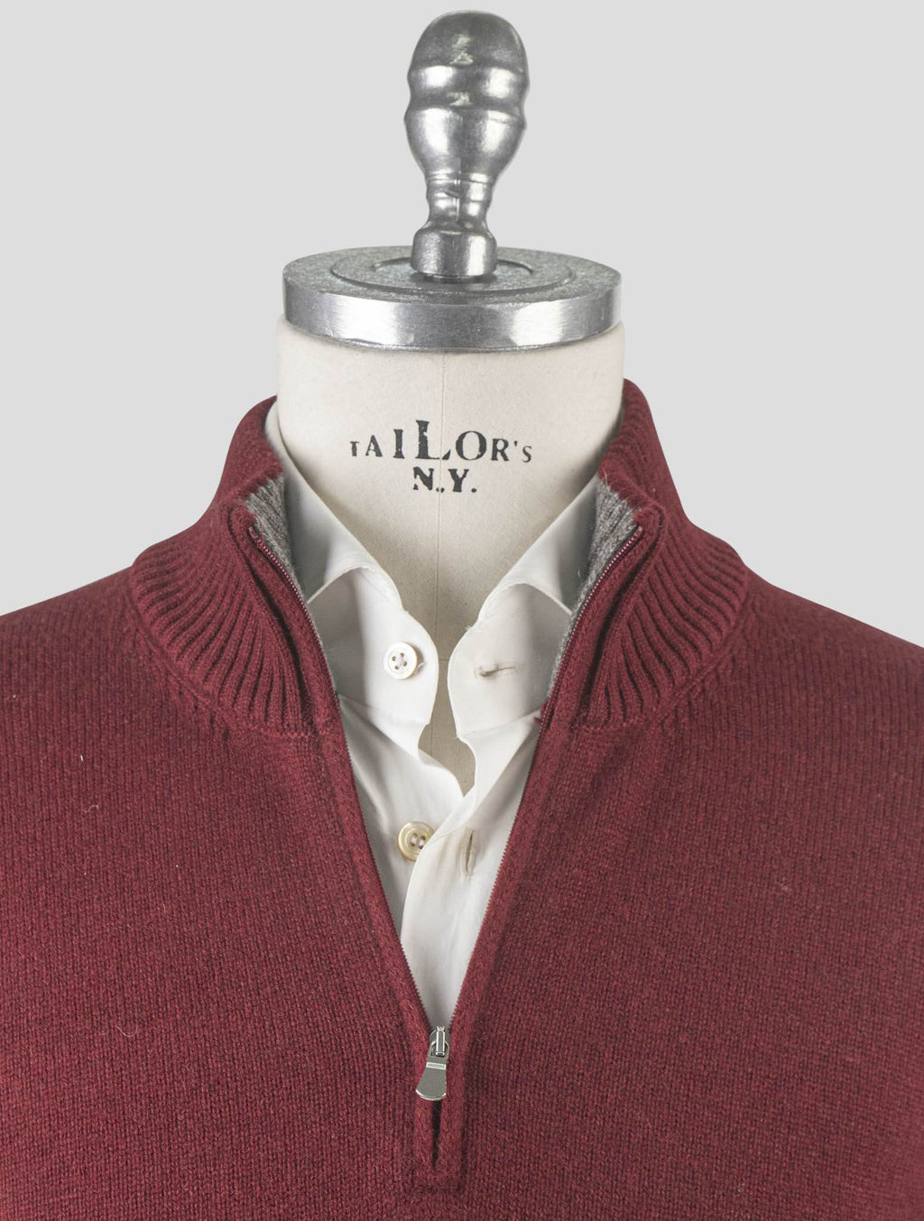Gran Sasso Red Cashmere Sweater Half Zip