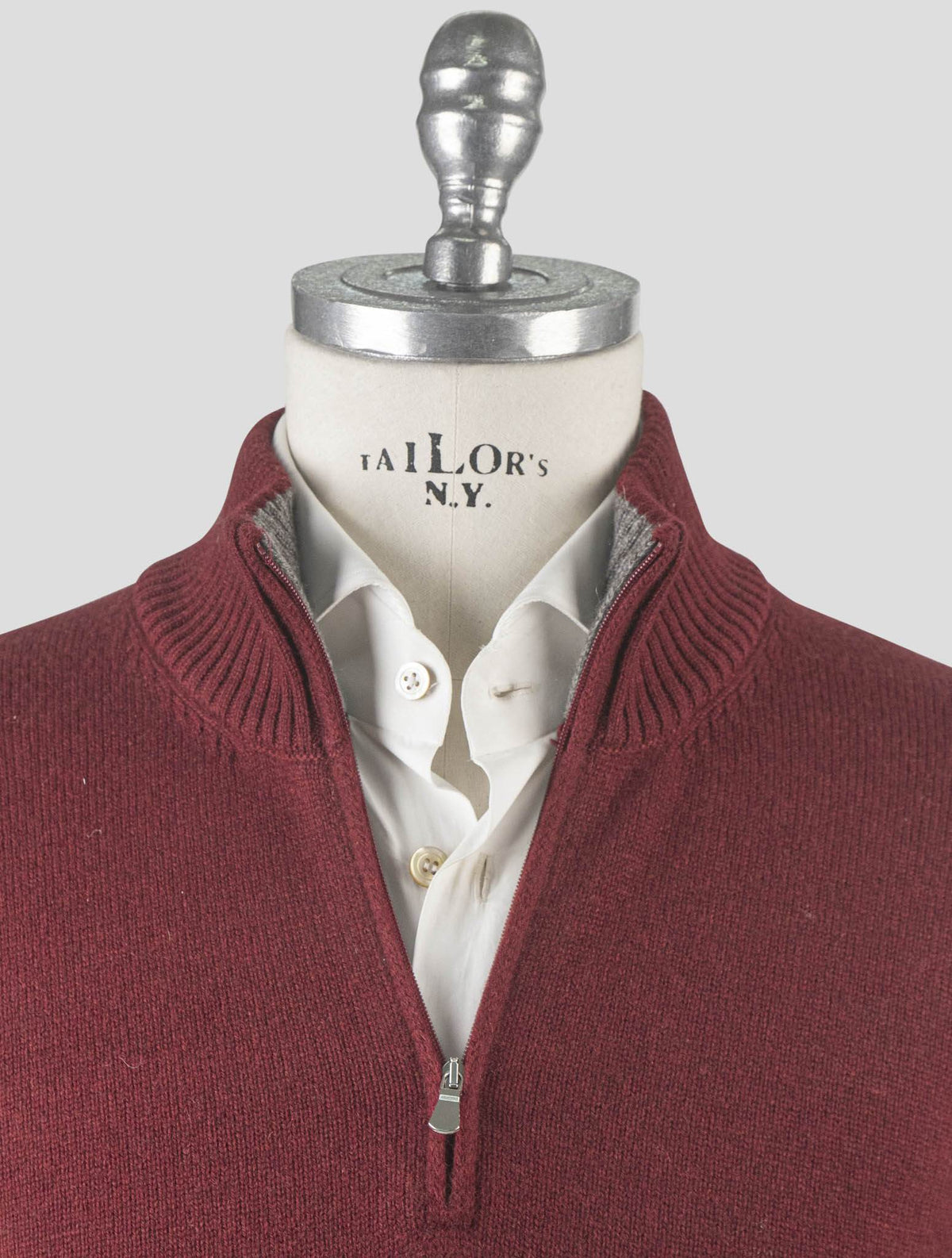 Gran Sasso Red Cashmere Sweater Half Zip
