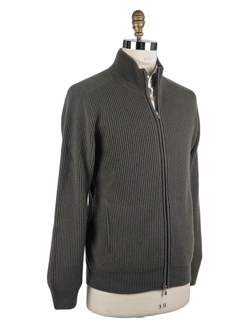 Gran Sasso Gran Sasso Green Gray Cashmere Sweater Full Zip Green / Gray 001