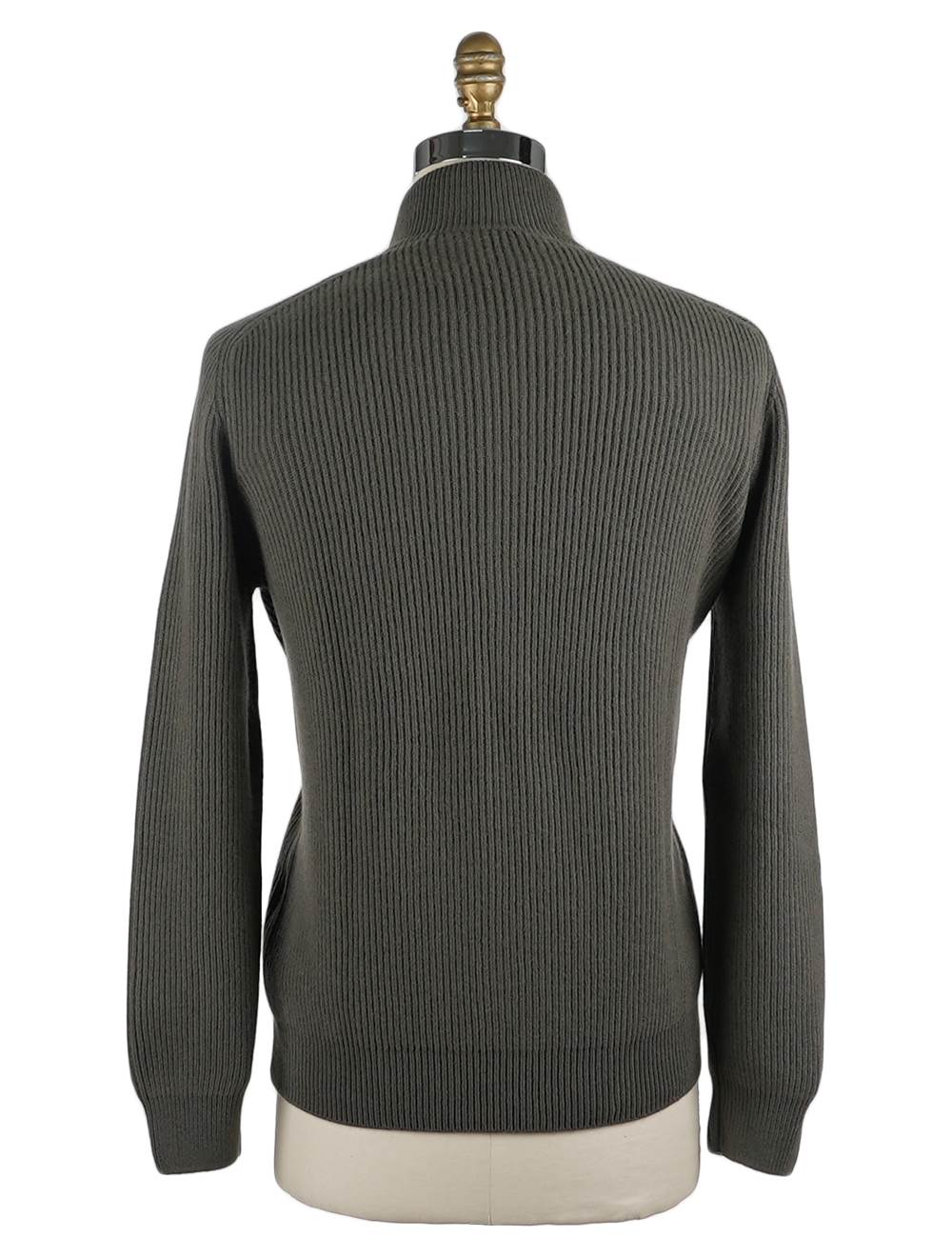 Gran Sasso Green Gray Cashmere Sweater Full Zip