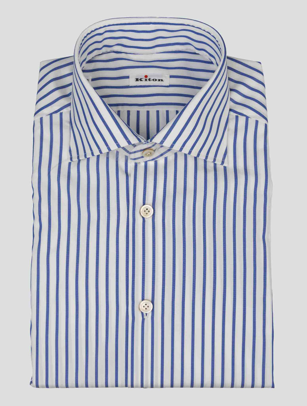 Kiton Blue White Cotton Shirt 4