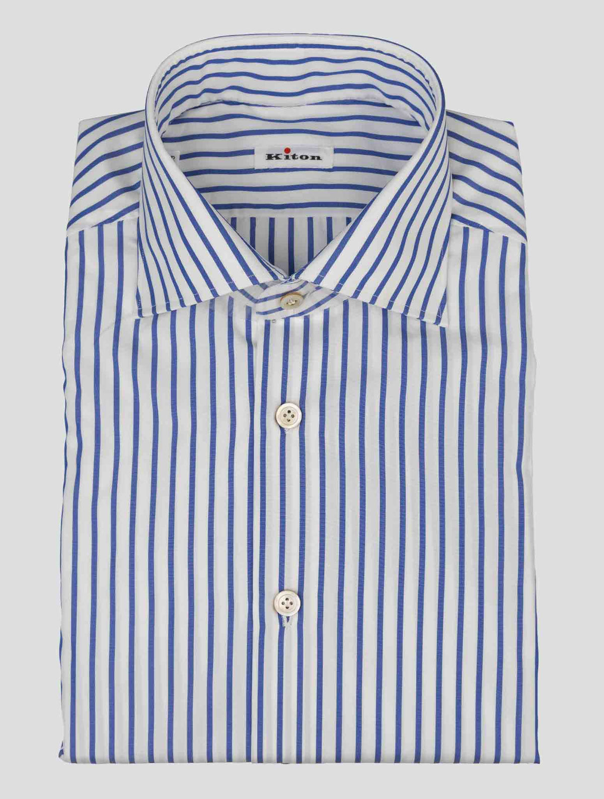 Kiton Blue White Cotton Shirt 4