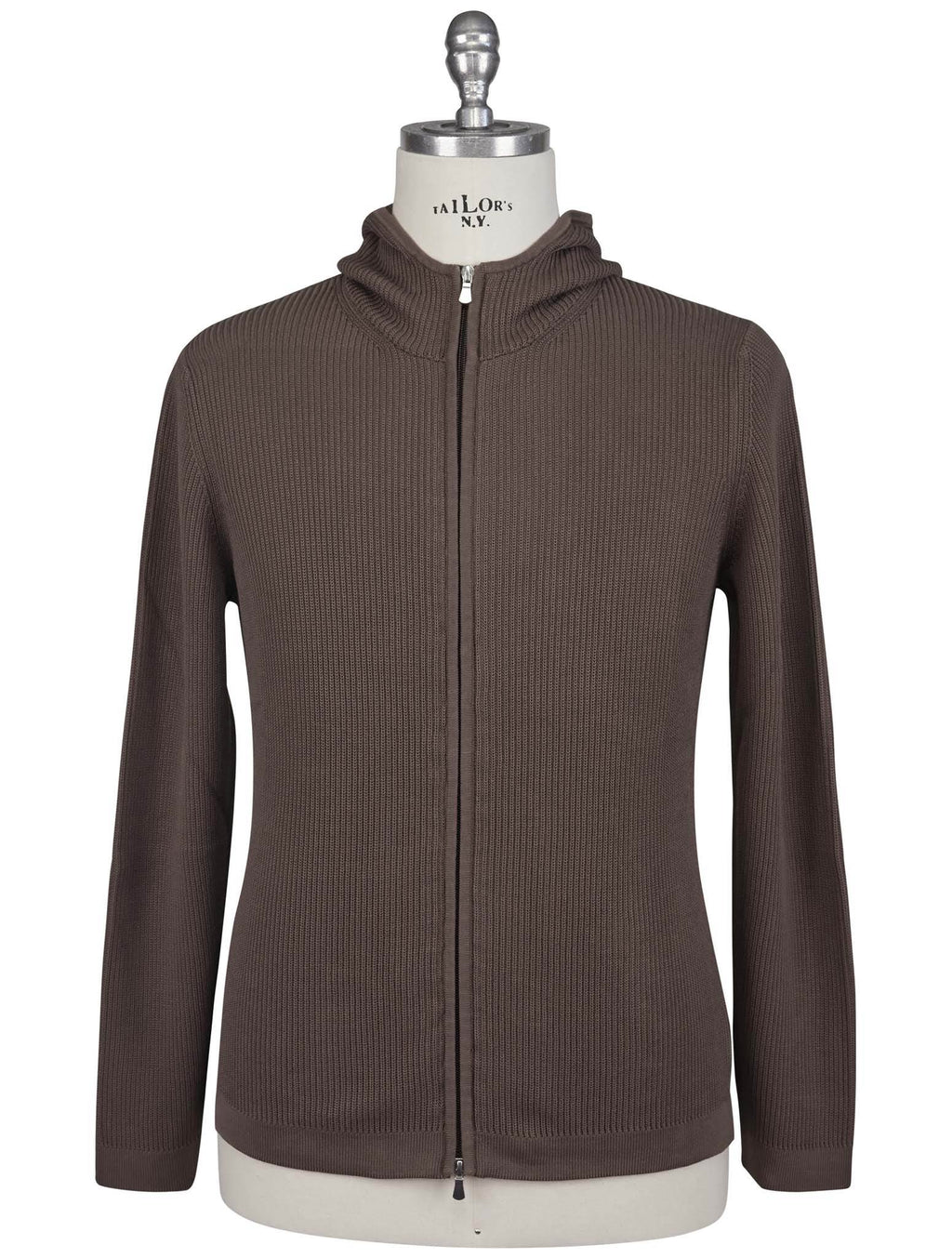 Gran Sasso Brown Cotton Hoodie Full Zip