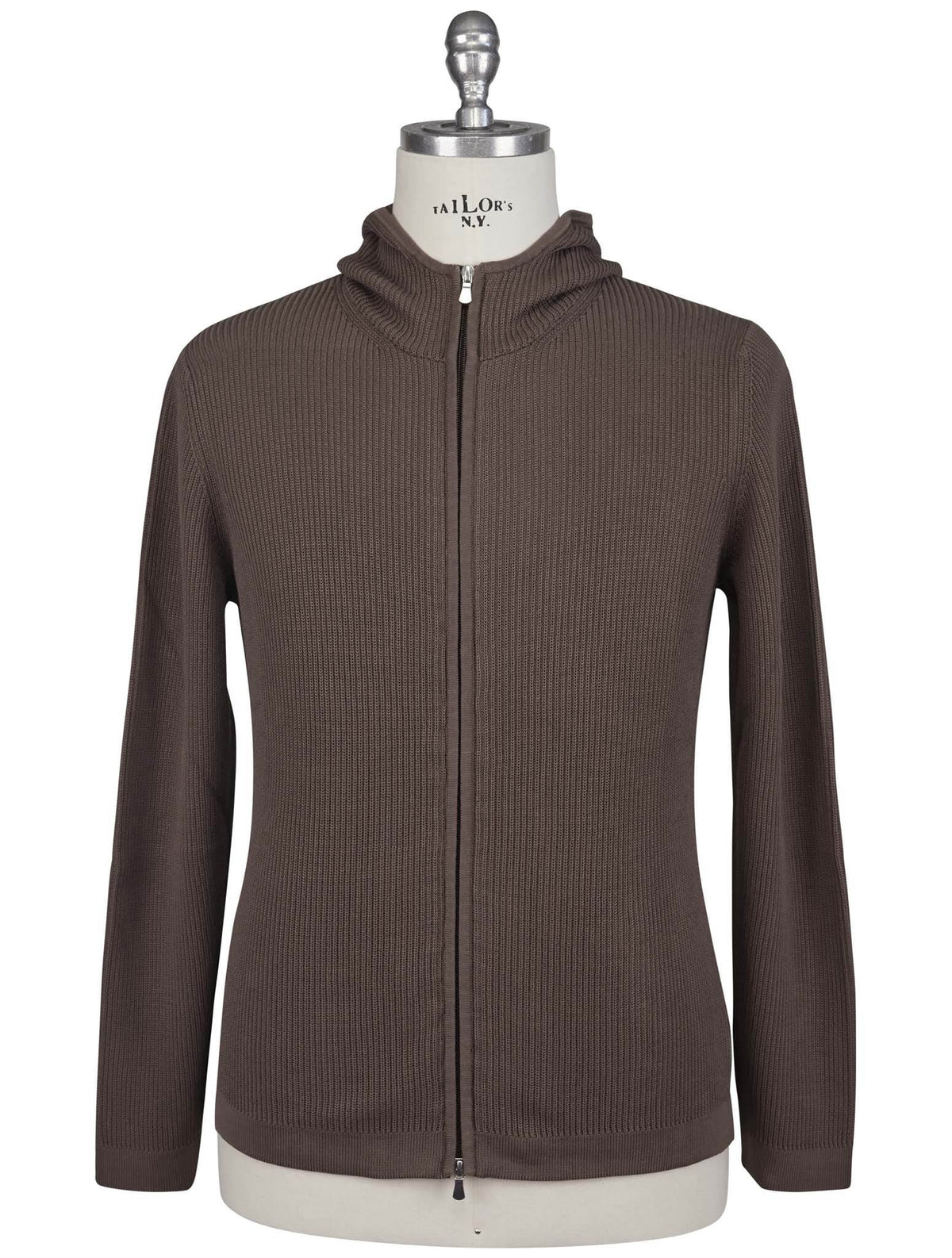 Gran Sasso Brown Cotton Hoodie Full Zip