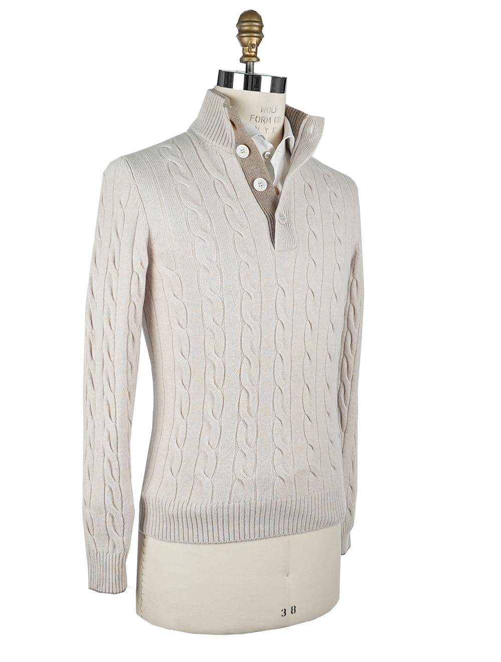Gran Sasso Gran Sasso Beige Cashmere Sweater Half Button Beige 001