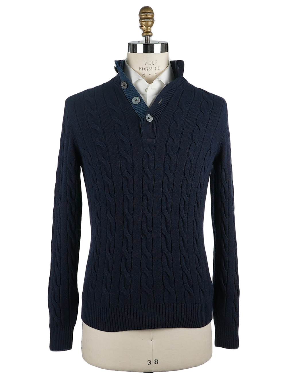 Gran Sasso Gran Sasso Blue Cashmere Sweater Half Button Blue 000