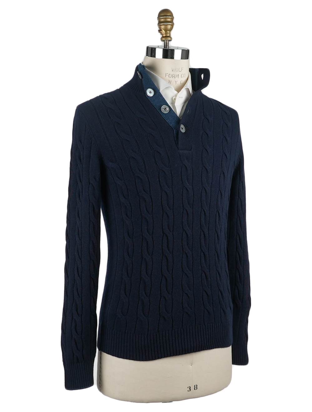 Gran Sasso Gran Sasso Blue Cashmere Sweater Half Button Blue 001