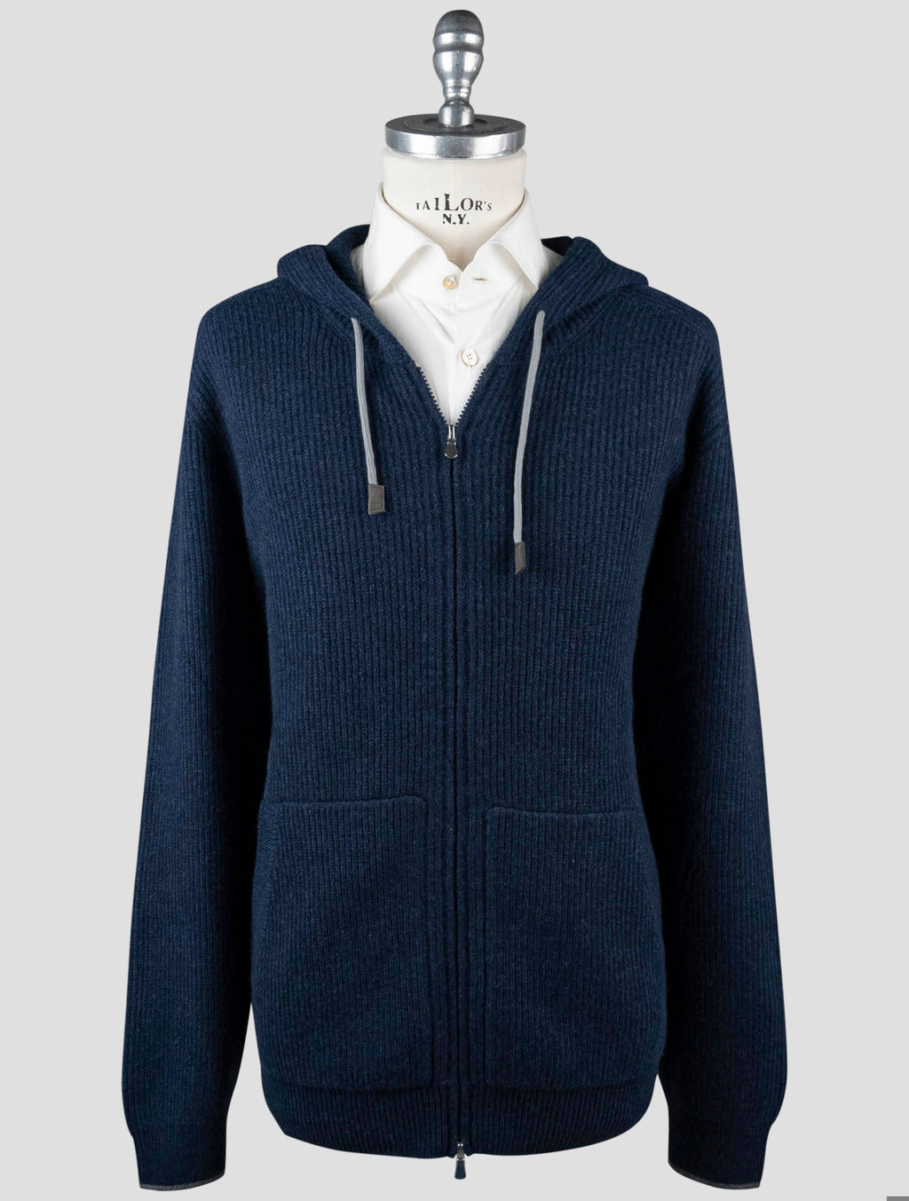 Gran Sasso Gran Sasso Blue Cashmere Sweater Full Zip Hoodie Blue 000
