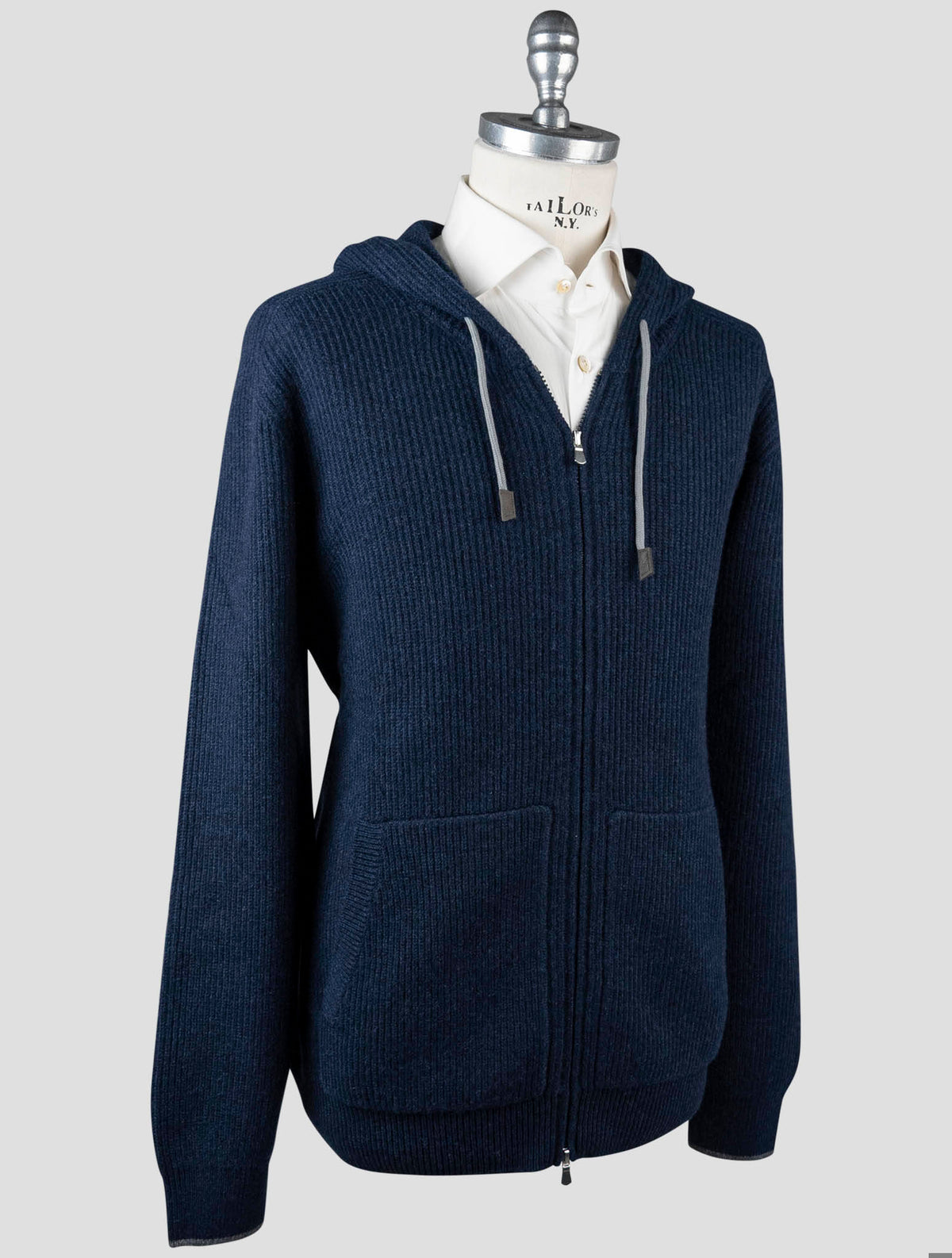 Gran Sasso Gran Sasso Blue Cashmere Sweater Full Zip Hoodie Blue 001