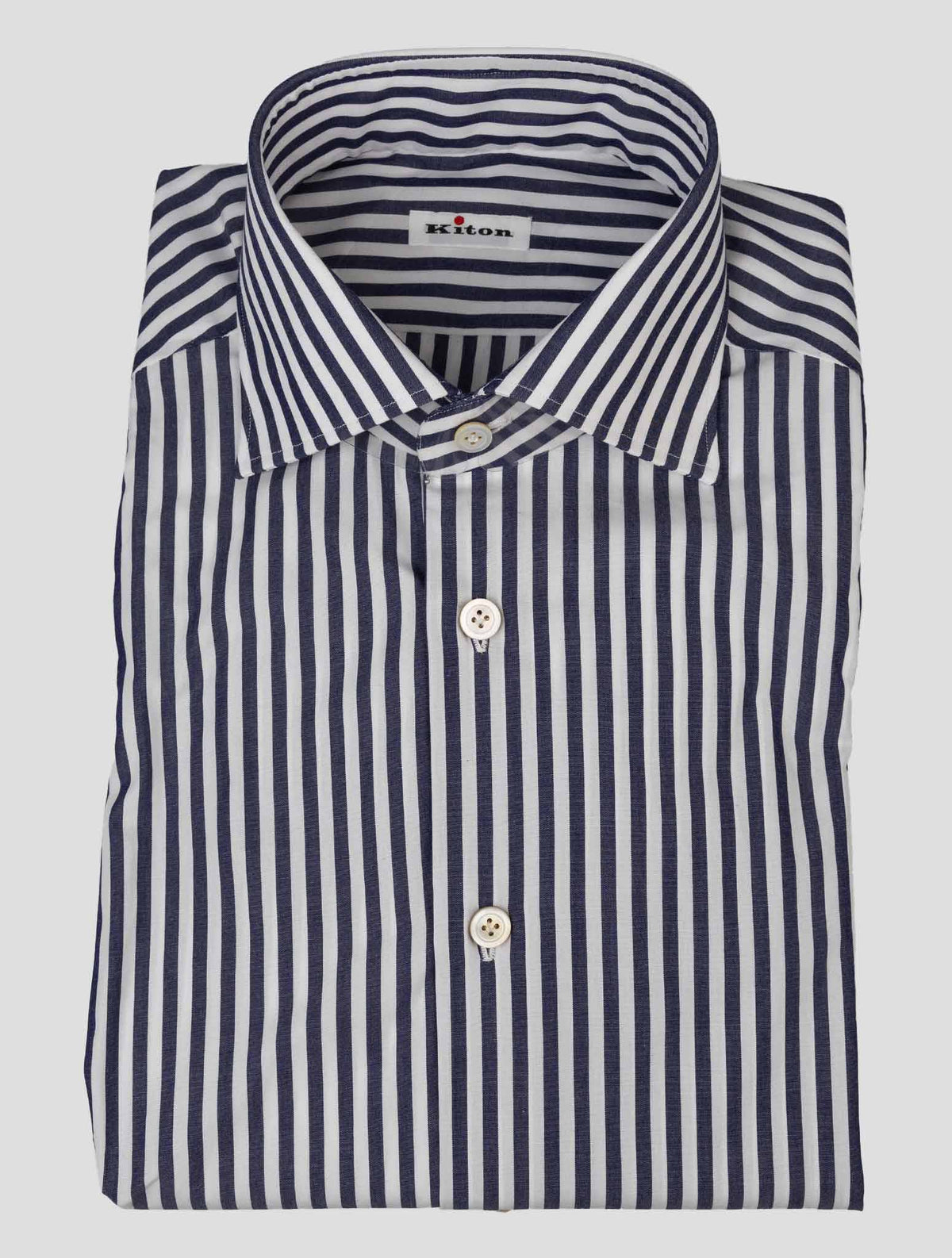 kiton Blue White Cotton Shirt 1