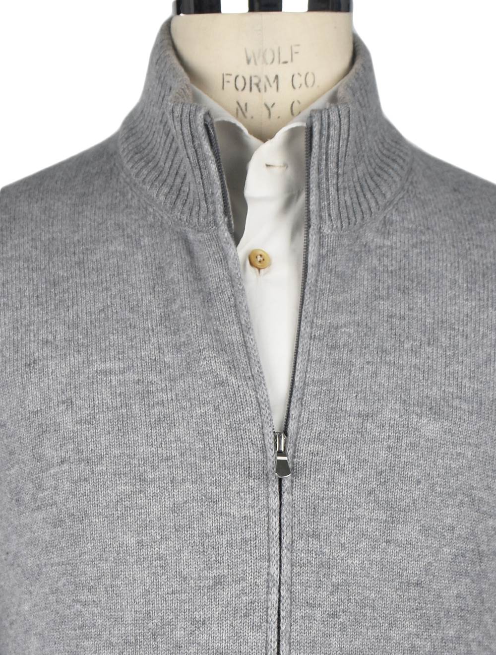 Gran Sasso Gray Cashmere Sweater Full Zip