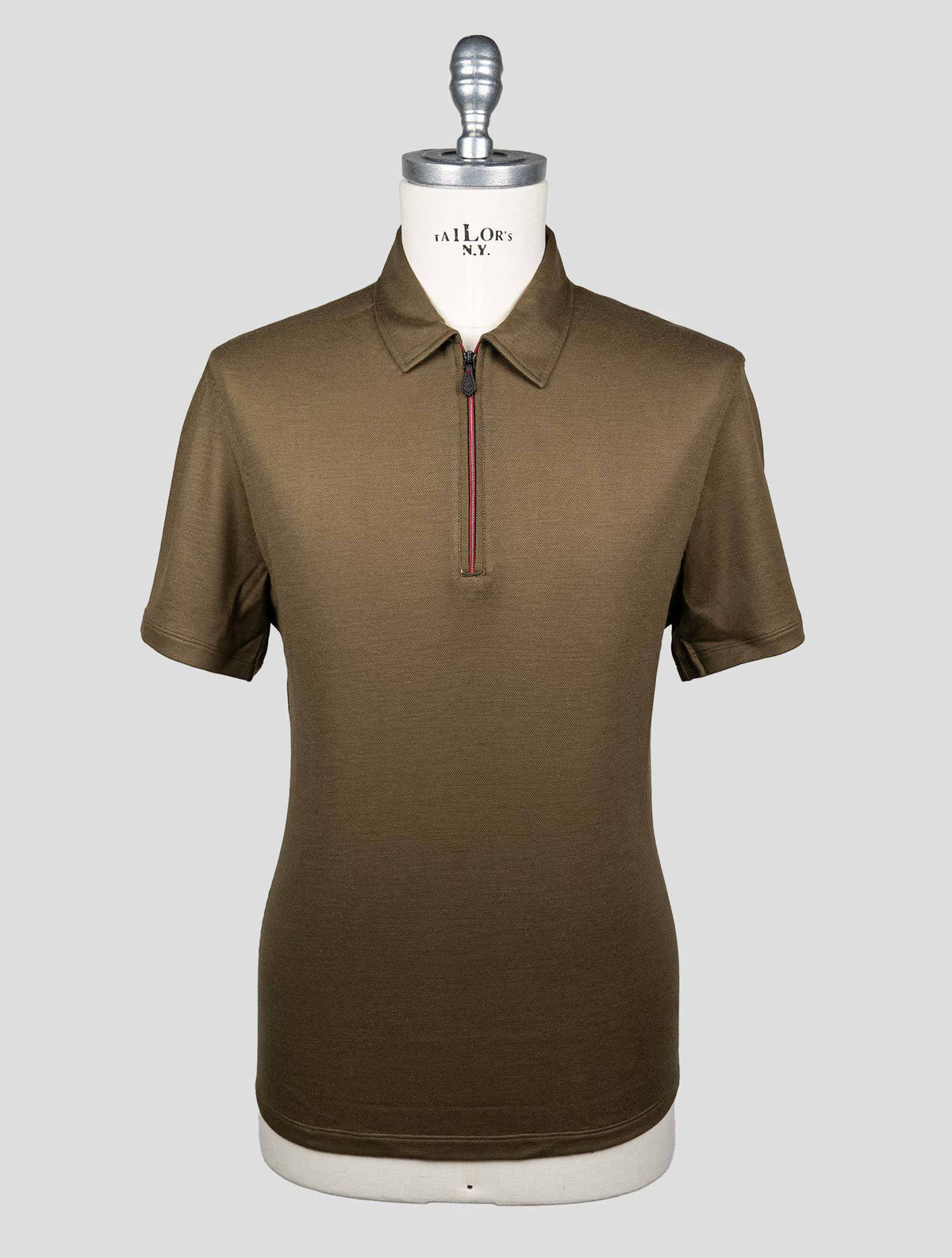 Isaia Green Wool Polo Half Zip 1