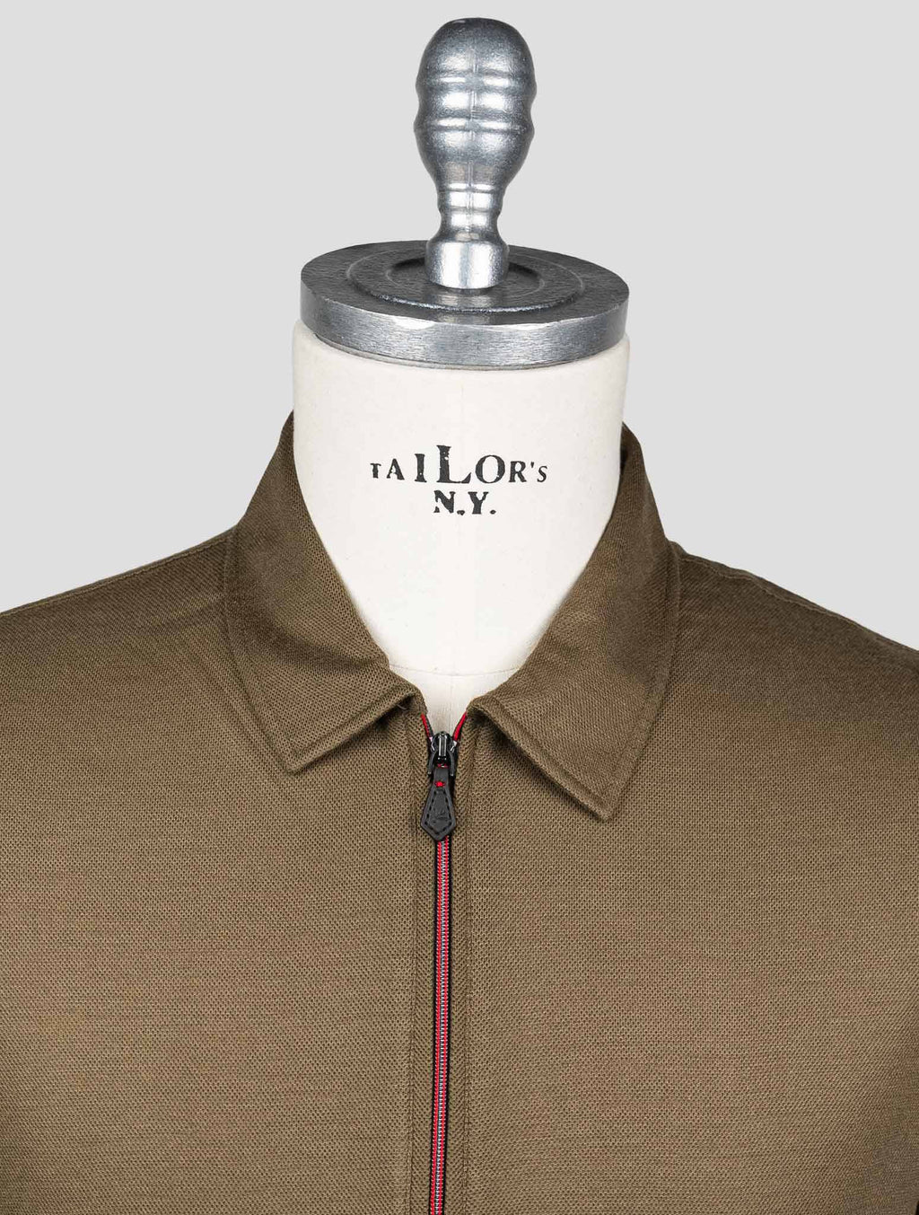 Isaia Green Wool Polo Half Zip 3