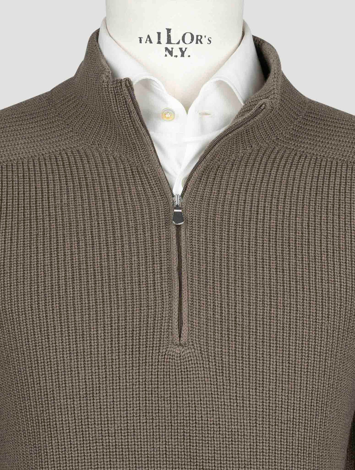Gran Sasso Green Virgin Wool Sweater Half Zip