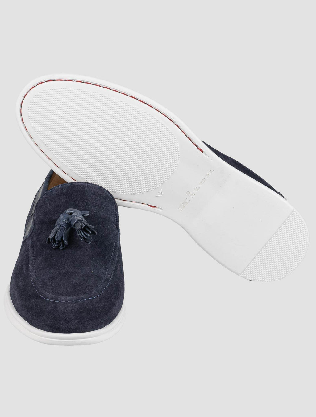 Kiton Blue Leather Crocodile Leather Suede Loafers KSY9 4