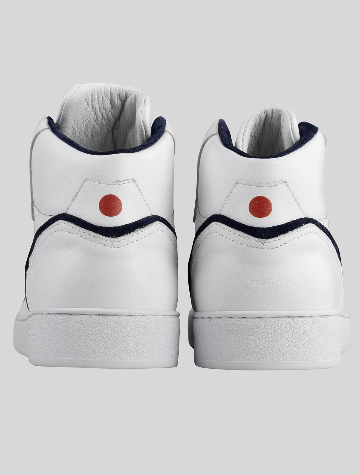 Kiton White Dark Blue Leather Sneakers