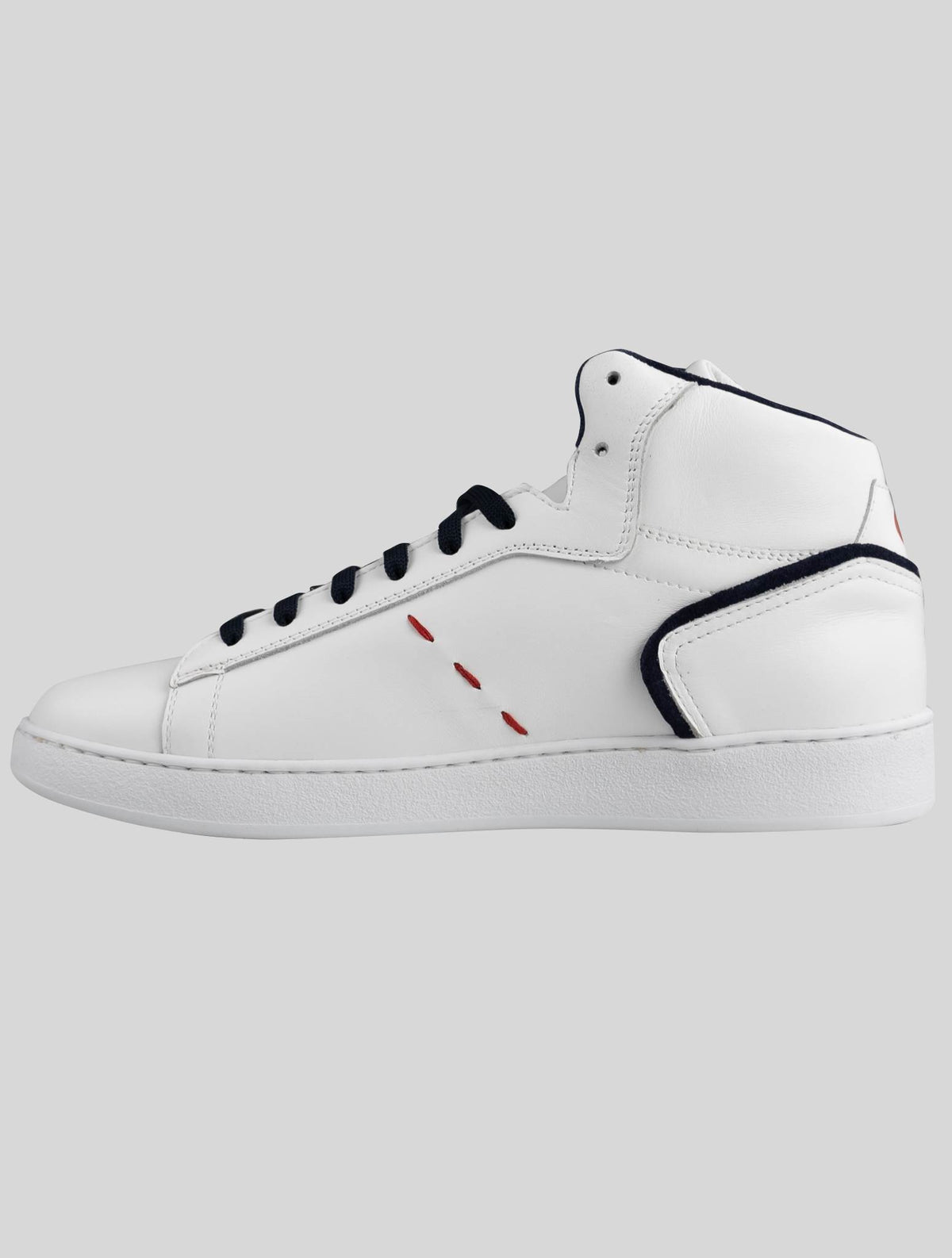 Kiton White Dark Blue Leather Sneakers