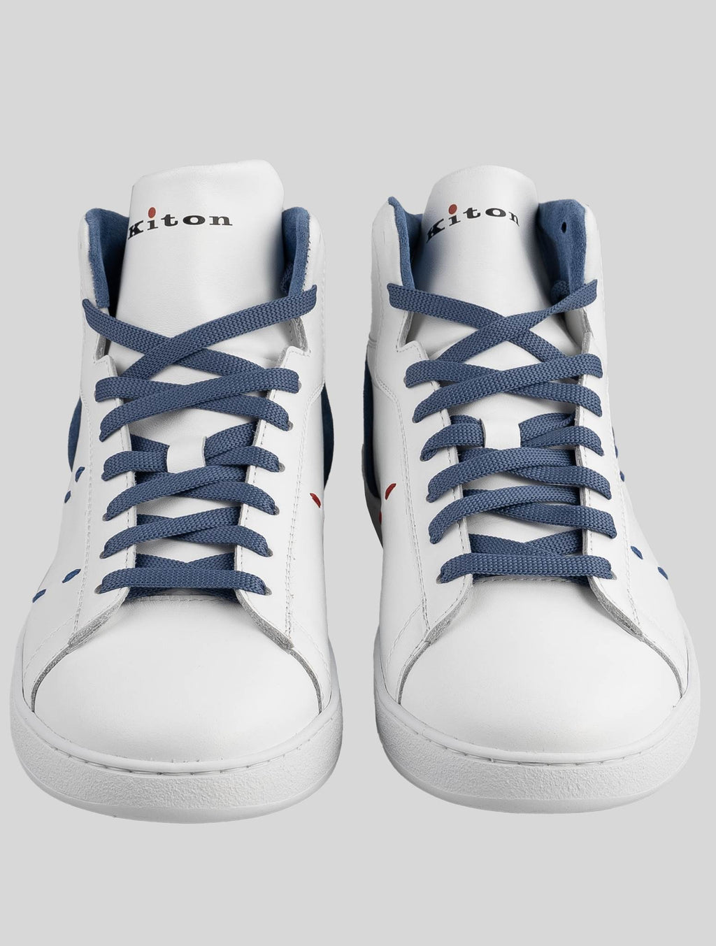 Kiton White Light Blue Leather Sneakers