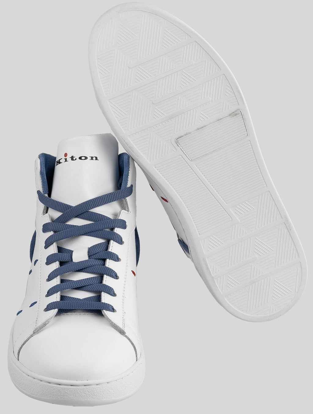 Kiton White Light Blue Leather Sneakers