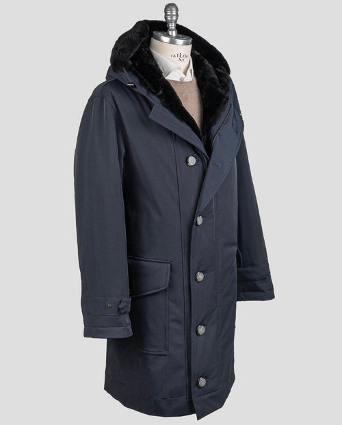 Kiton Blue Navy Pl Ea Beaver Fur Overcoat Mod. SCI