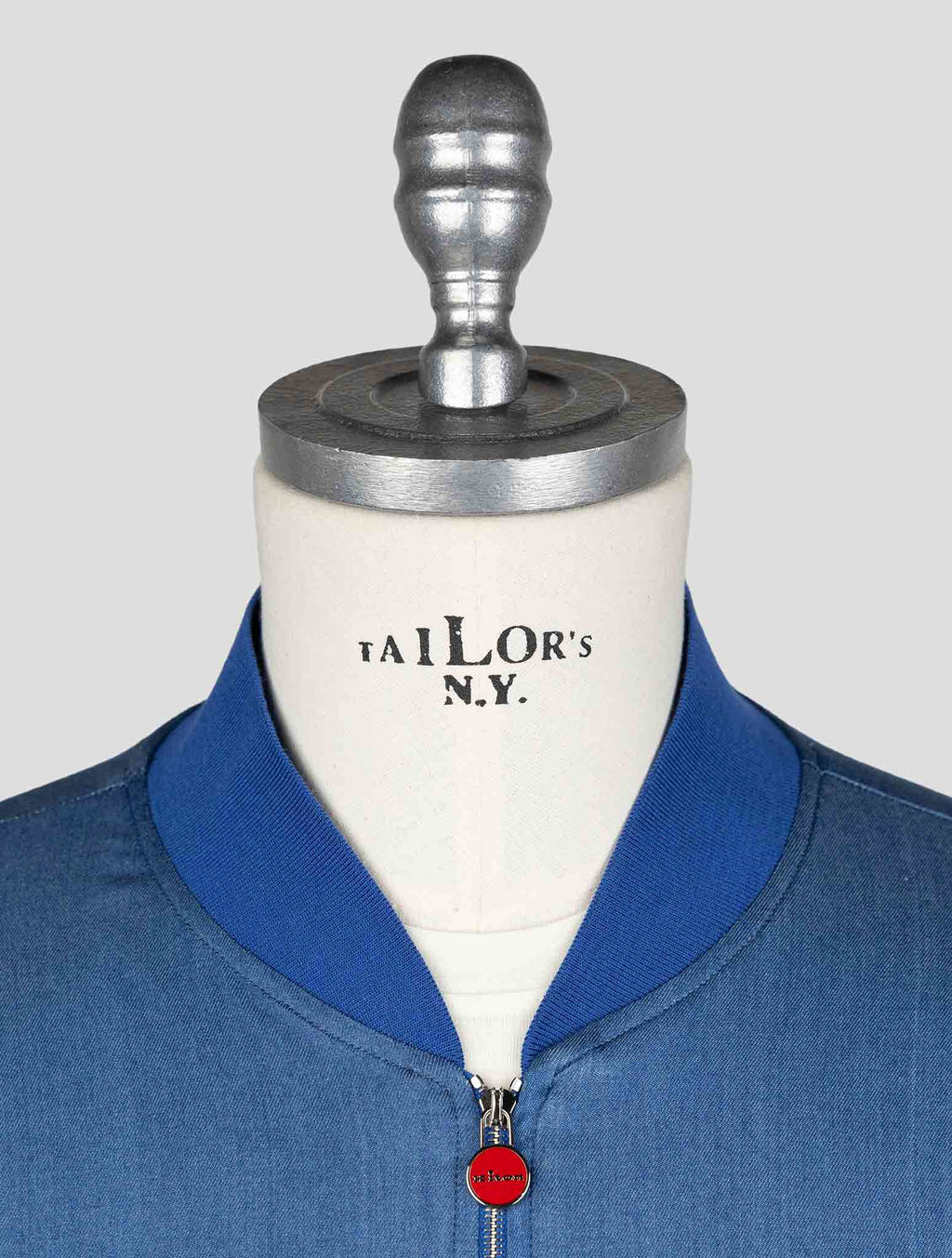 Kiton Light Blue Cotton Ea Coat KCZ24 3