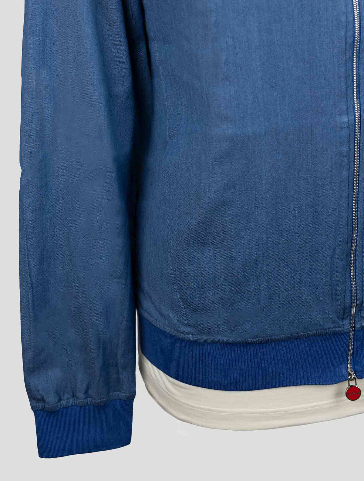 Kiton Light Blue Cotton Ea Coat KCZ24 5