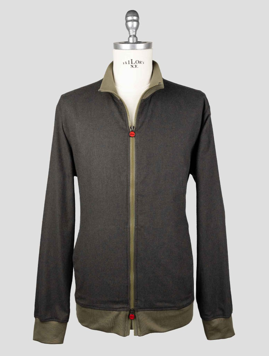 Kiton Dark Green Cotton Coat B-ONE KCZ25 1