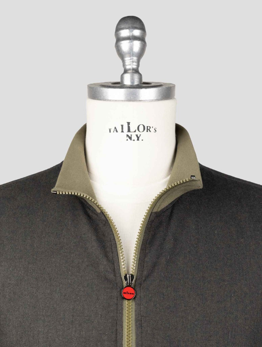 Kiton Dark Green Cotton Coat B-ONE KCZ25 5