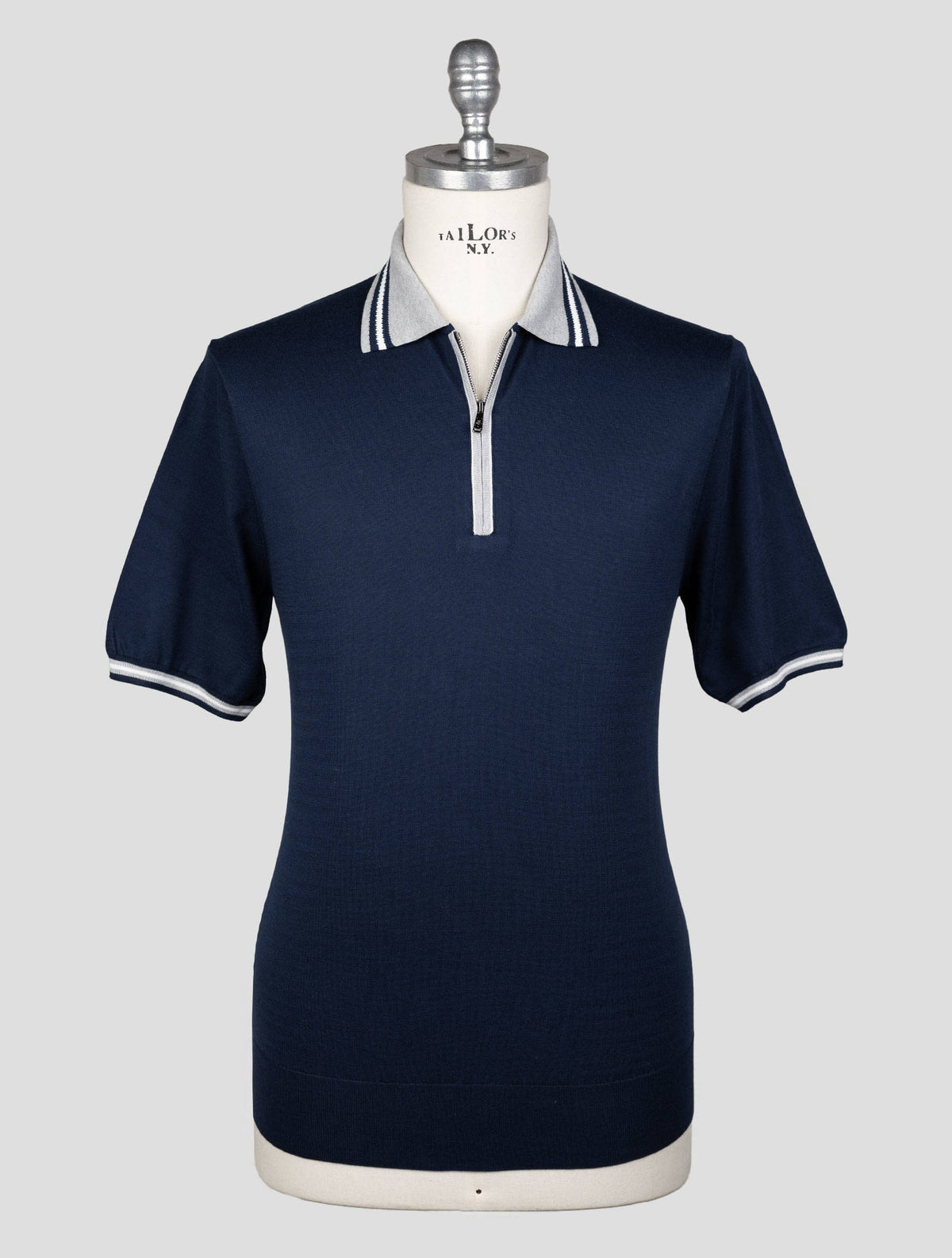 Fioroni Blue Cotton Polo Half Zip 1