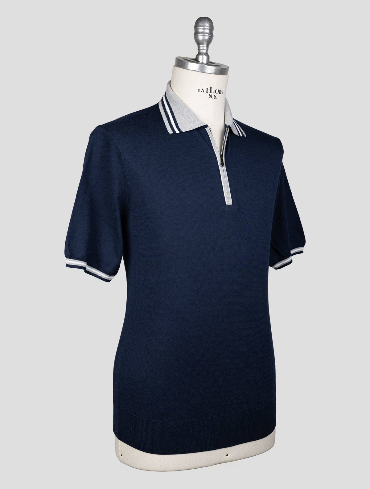 Fioroni Blue Cotton Polo Half Zip 2