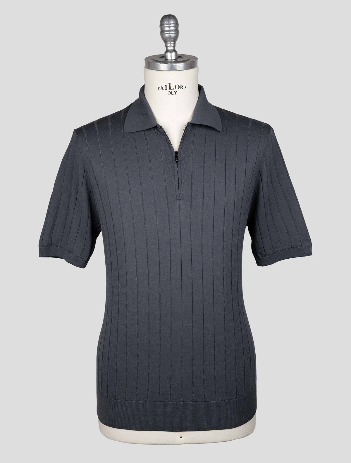 Fioroni Gray Cotton Polo Half Zip 1