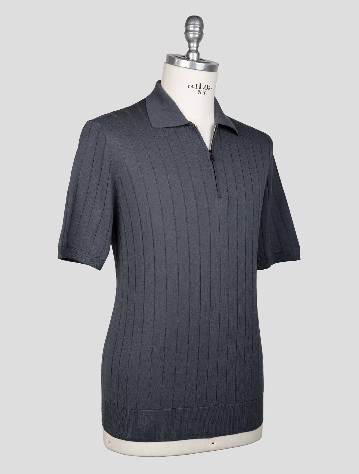 Fioroni Gray Cotton Polo Half Zip 2