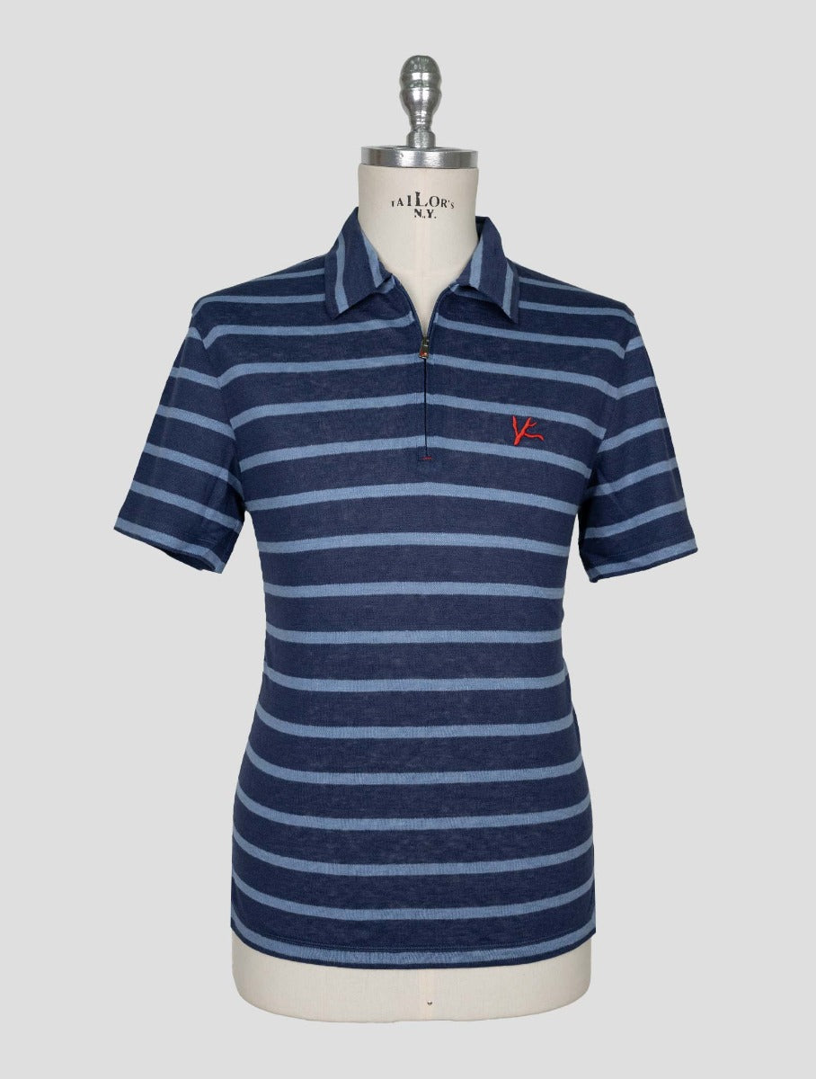 Isaia Blue Linen Polo