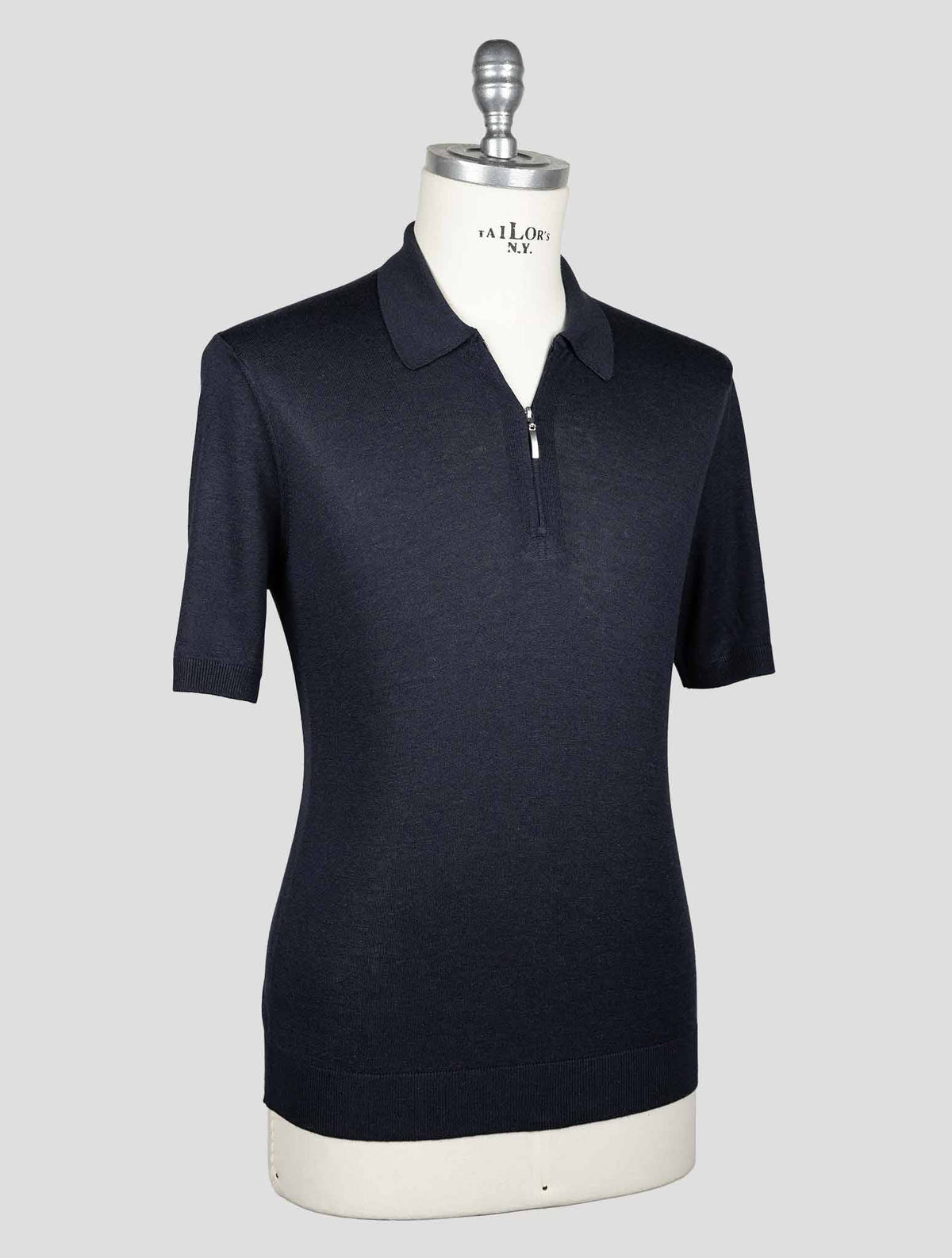 Barba Napoli Blue Silk Polo Half Zip BMZ1 2