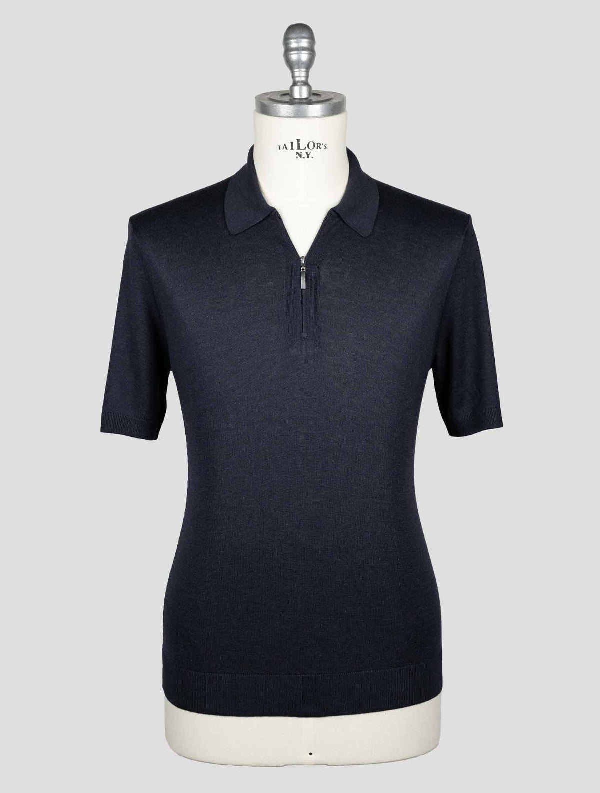 Barba Napoli Blue Silk Polo Half Zip BMZ1 3