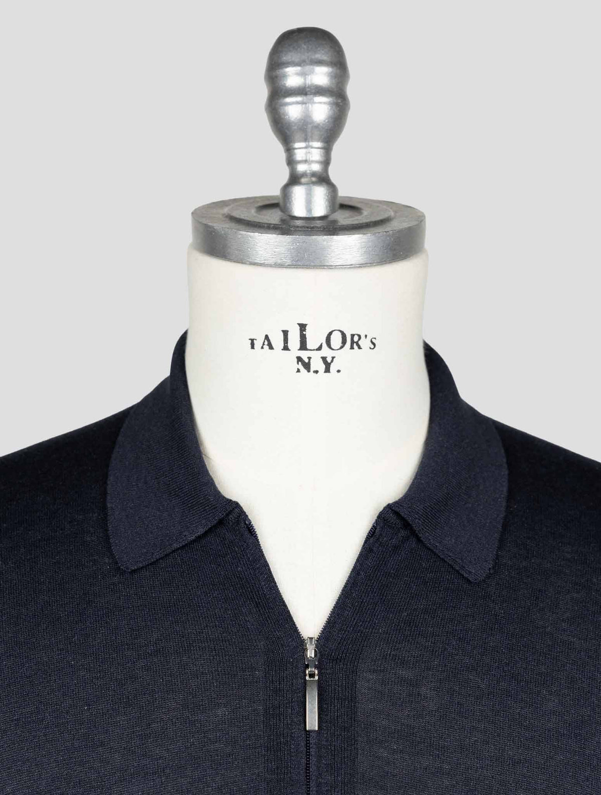 Barba Napoli Blue Silk Polo Half Zip BMZ1 5