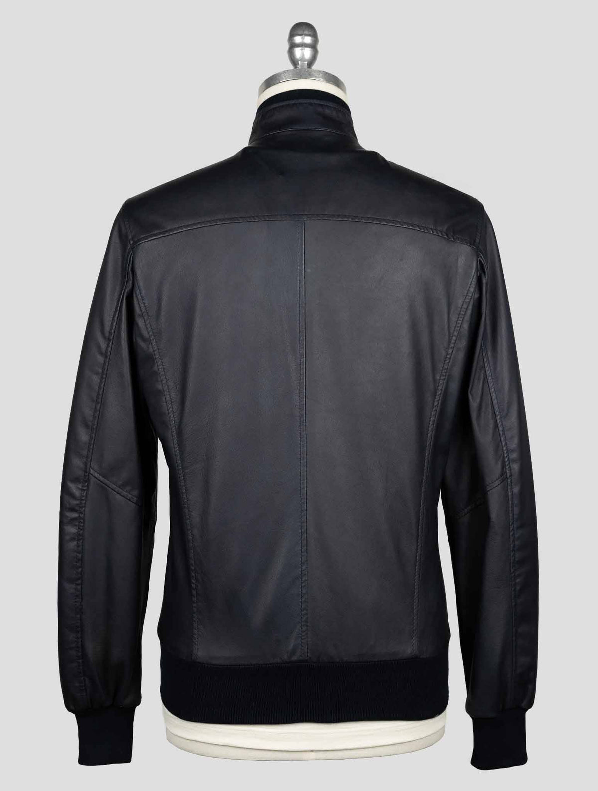Barba Napoli Dark Blue Leather Coat BCZ1 4