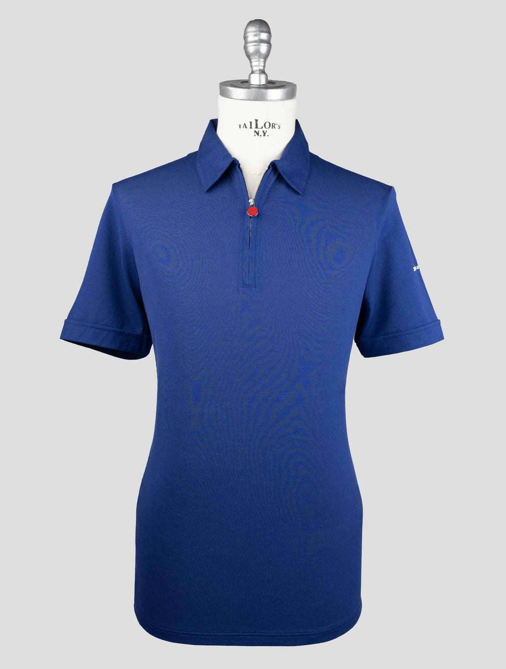 Kiton Blue Cotton Polo Half Zip 1