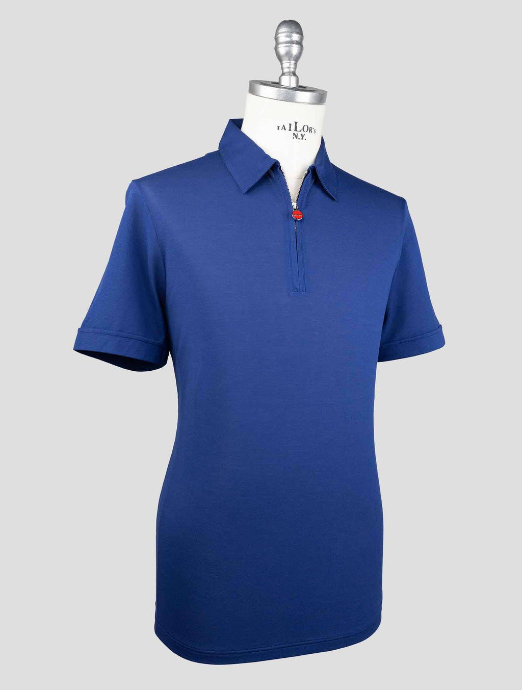 Kiton Blue Cotton Polo Half Zip 2