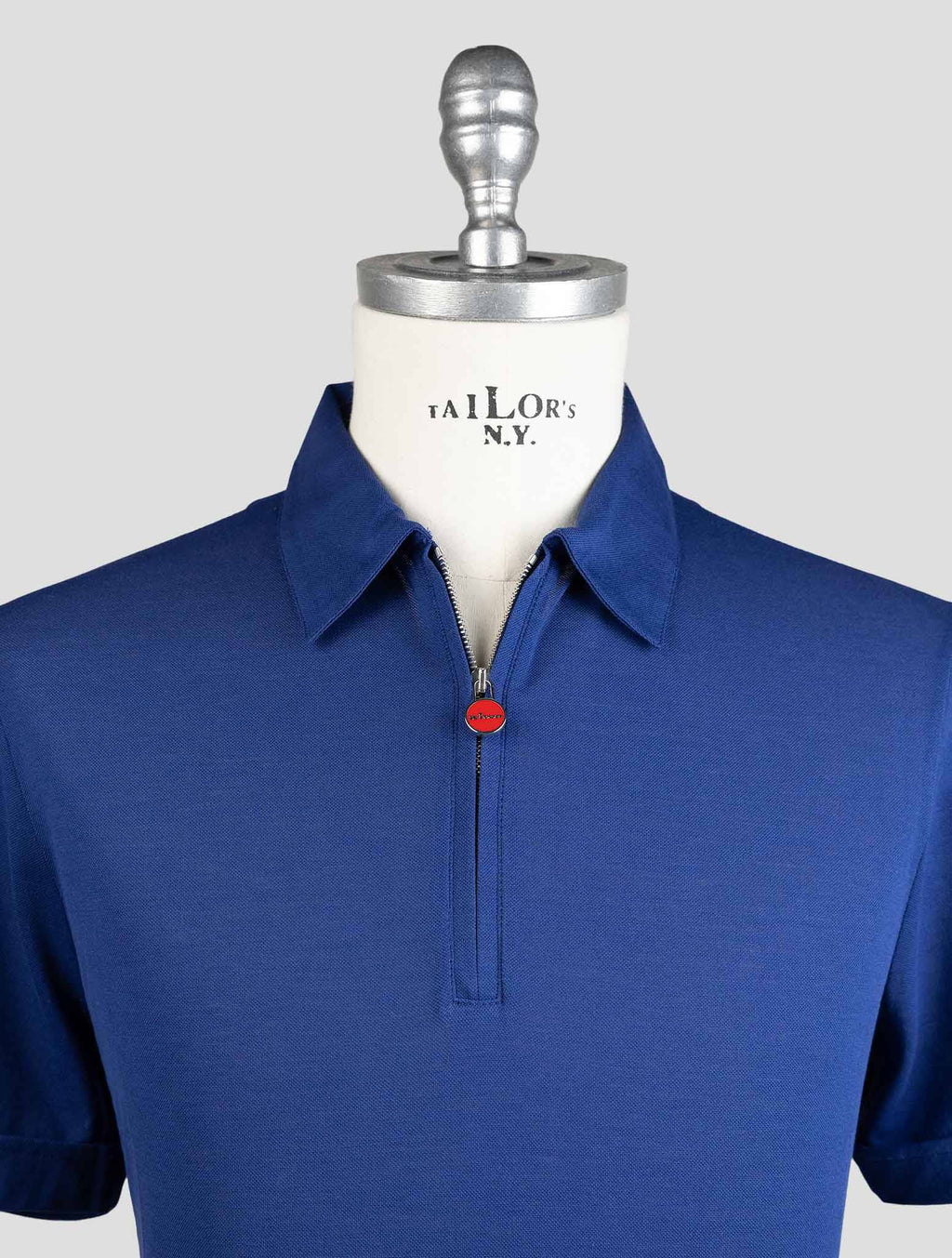 Kiton Blue Cotton Polo Half Zip 5