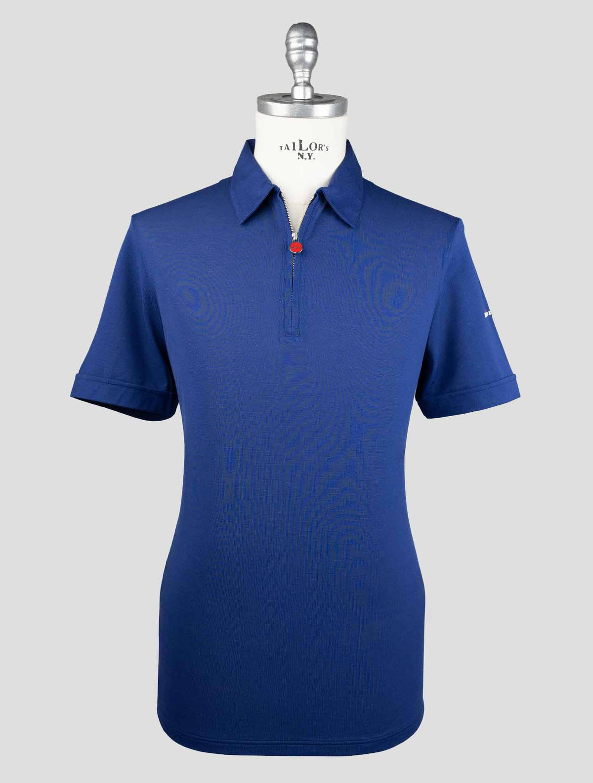 Kiton Blue Cotton Polo Half Zip 6