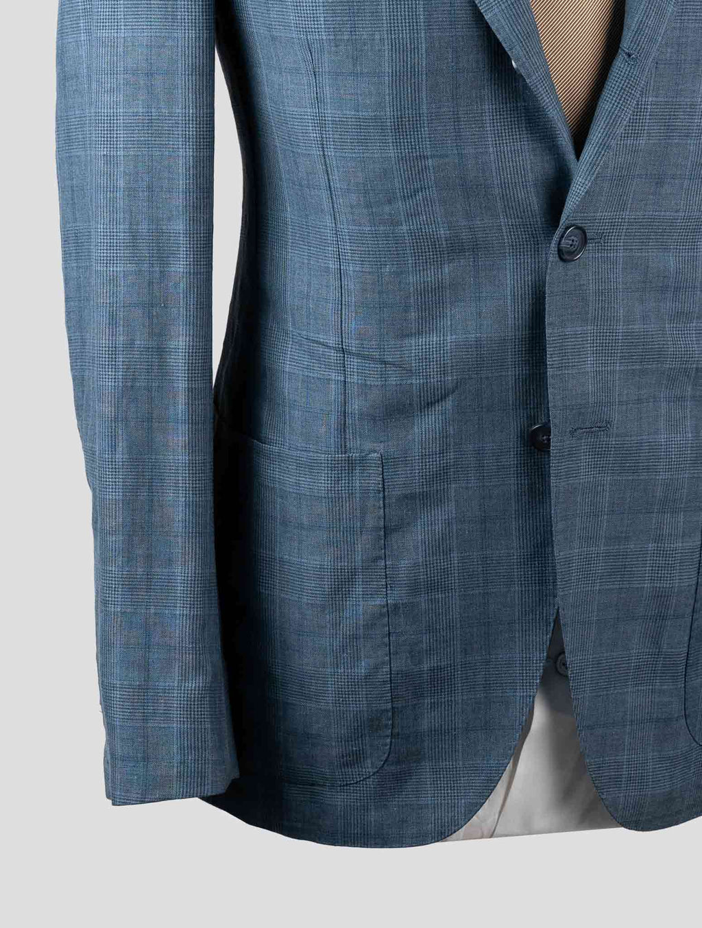 Isaia Blue Linen Wool Silk Blazer 4
